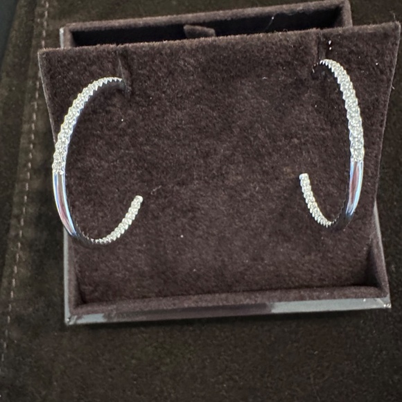 Roberto Coin 18k Gold Small Inside Outside Open Diamond Hoop Earrings - Picture 4 of 4